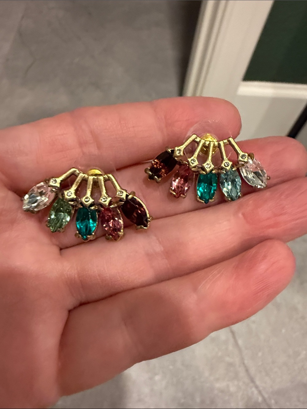 Stella & Dot Gold Multicolor Teardrop Fan Earrings